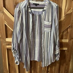 Zac & Rachel womens Casual Striped Shirt - Purple and White